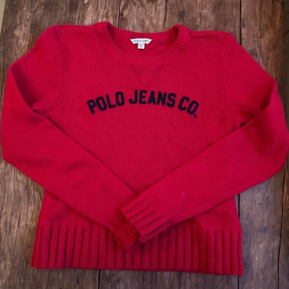 Red Wool Polo Jeans Sweater Size XL (fits like XS)